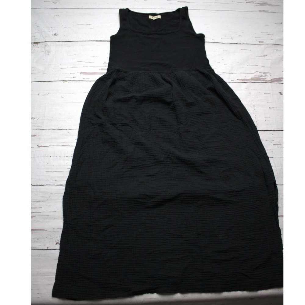 Madewell Gauze Midi Dress Sleeveless Black Size S Casual Summer - Picture 2 of 11
